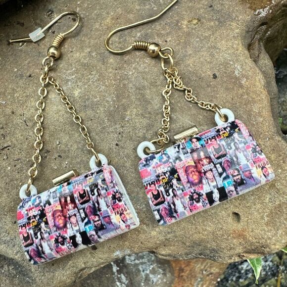 Vintage Retro 90’s Hip Hop Legends Dangle Purse Earrings, Music - Picture 5 of 6